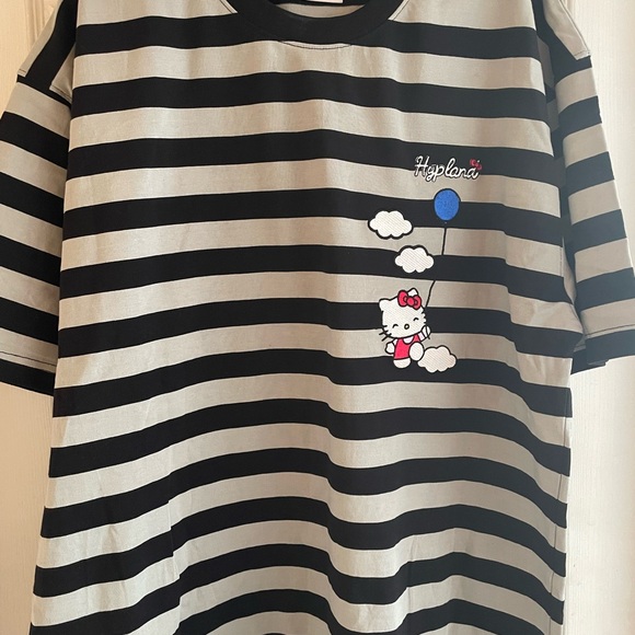 HYPLAND x HELLO KITTY Striped Black and Gray Tee Shirt XXL - Picture 1 of 3